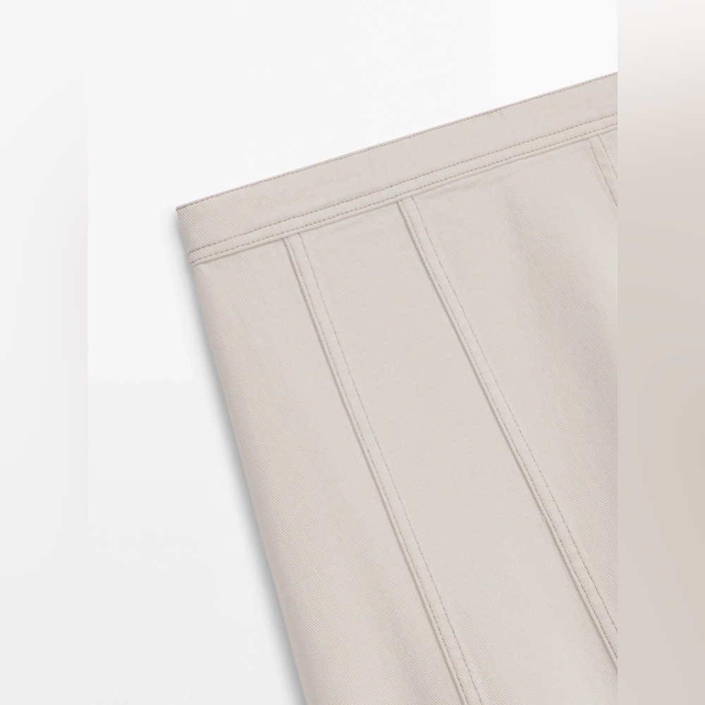 NWT. Massimo Dutti Off White Denim High Waisted Panel Midi Skirt. Size 2, 4. - Picture 8 of 11